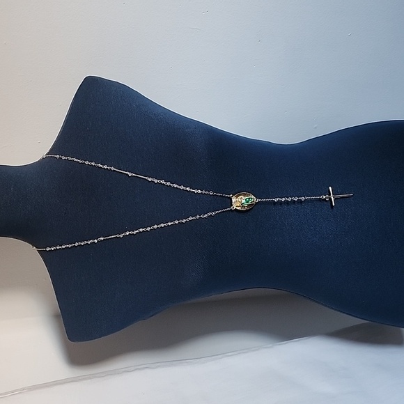 Gold with Clear Crystal Rosary Necklace St Jude Pendant - Picture 7 of 7